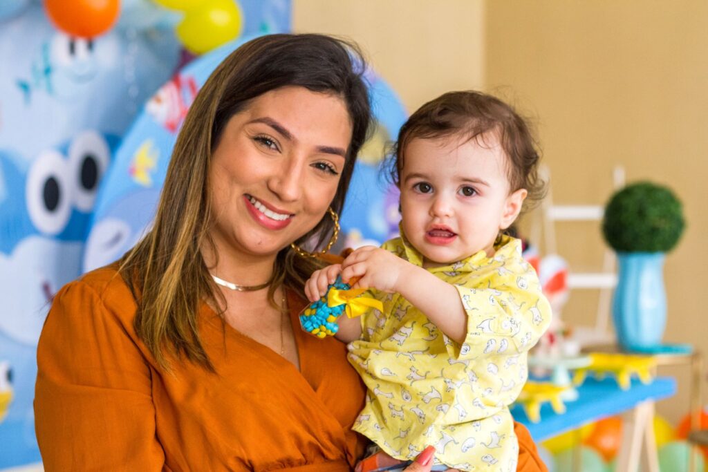 Woman holding child