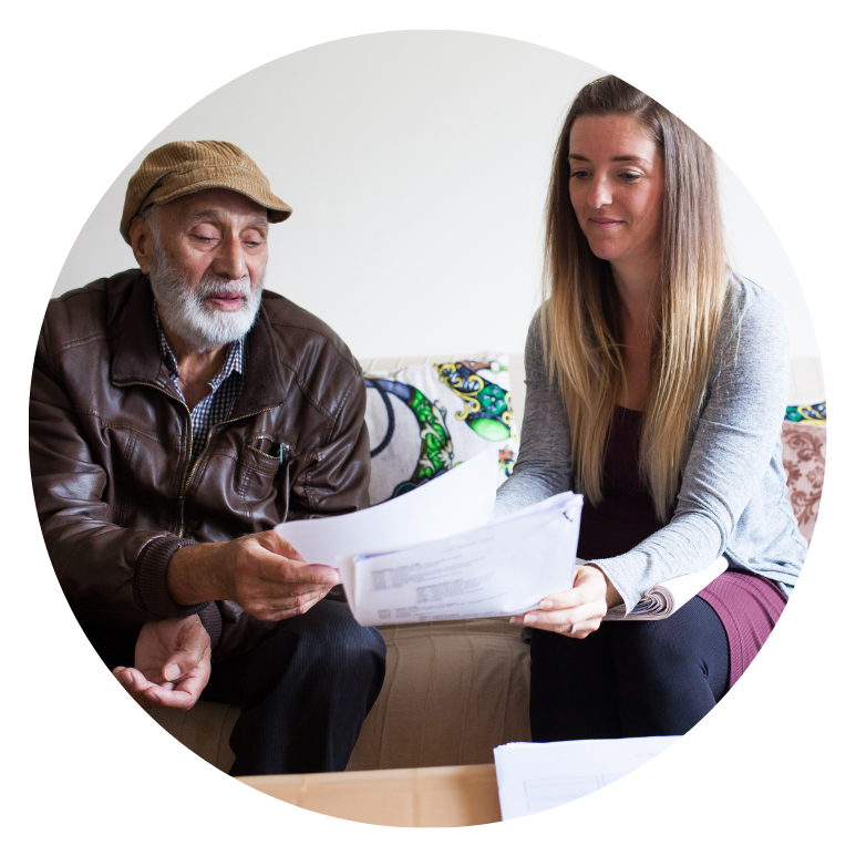 Man and woman reading document